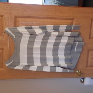Gray and white striped sweater